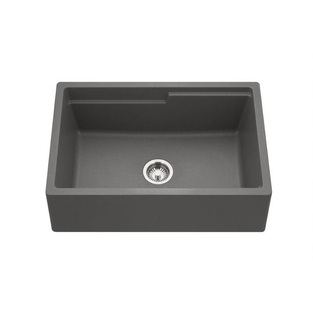 Hamat Granite Apron-Front Workstation Kitchen Sink, Slate